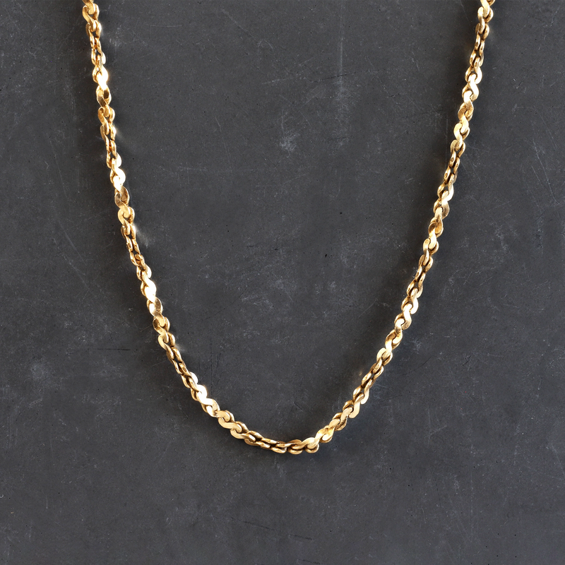 FTJCo Vintage 1.8 mm Wide Twisted Serpentine Chain