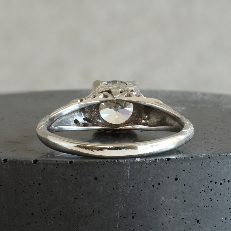 Ethical Jewellery & Engagement Rings Toronto - FTJCo Vintage Engraved Diamond Solitaire in White Gold - FTJCo Fine Jewellery & Goldsmiths