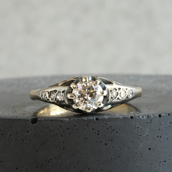 Ethical Jewellery & Engagement Rings Toronto - FTJCO Vintage Diamond Antique Bi-Metal Solitaire - FTJCo Fine Jewellery & Goldsmiths