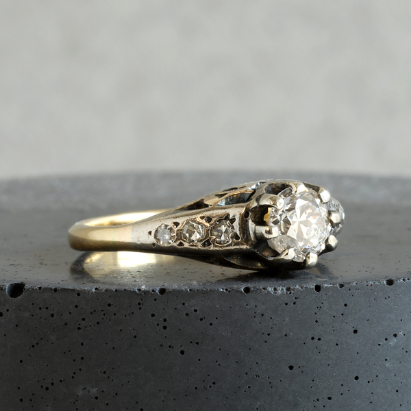 Ethical Jewellery & Engagement Rings Toronto - FTJCO Vintage Diamond Antique Bi-Metal Solitaire - FTJCo Fine Jewellery & Goldsmiths