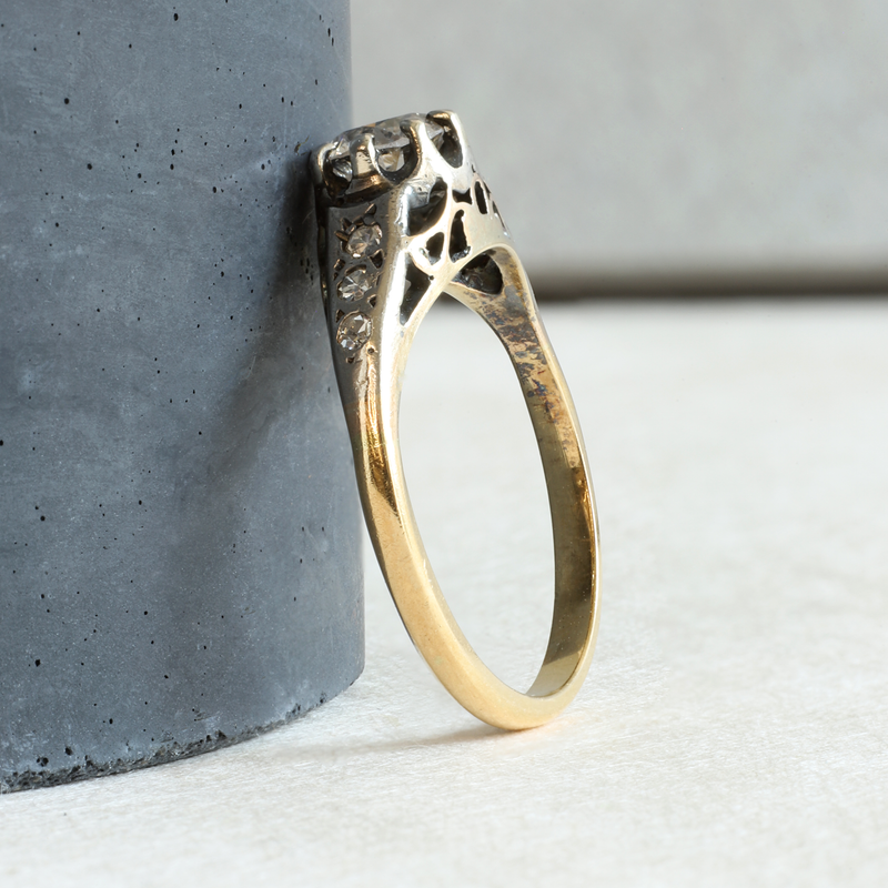 Ethical Jewellery & Engagement Rings Toronto - FTJCO Vintage Diamond Antique Bi-Metal Solitaire - FTJCo Fine Jewellery & Goldsmiths