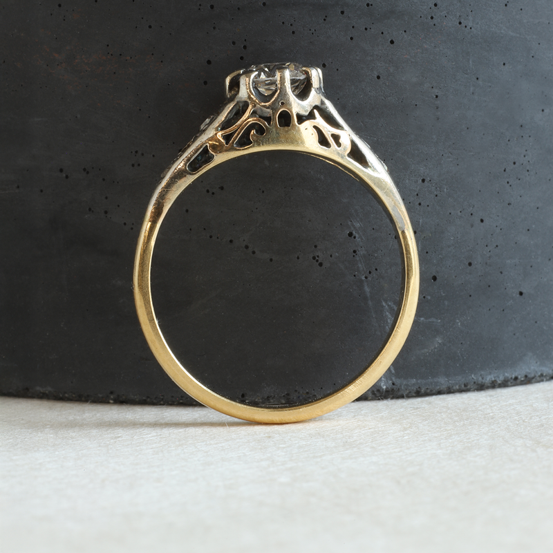 Ethical Jewellery & Engagement Rings Toronto - FTJCO Vintage Diamond Antique Bi-Metal Solitaire - FTJCo Fine Jewellery & Goldsmiths