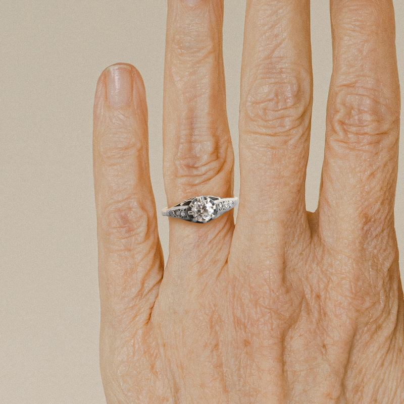 Ethical Jewellery & Engagement Rings Toronto - FTJCO Vintage Diamond Antique Bi-Metal Solitaire - FTJCo Fine Jewellery & Goldsmiths