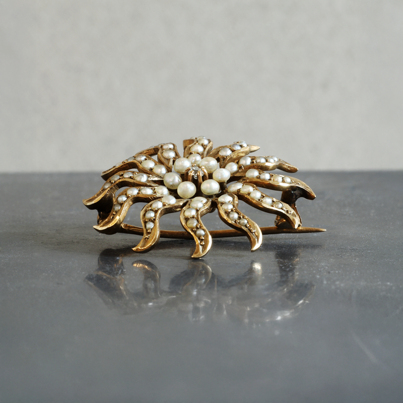 Ethical Jewellery & Engagement Rings Toronto - FTJCo Vintage 10K Diamond & Seed Pearl Brooch - FTJCo Fine Jewellery & Goldsmiths