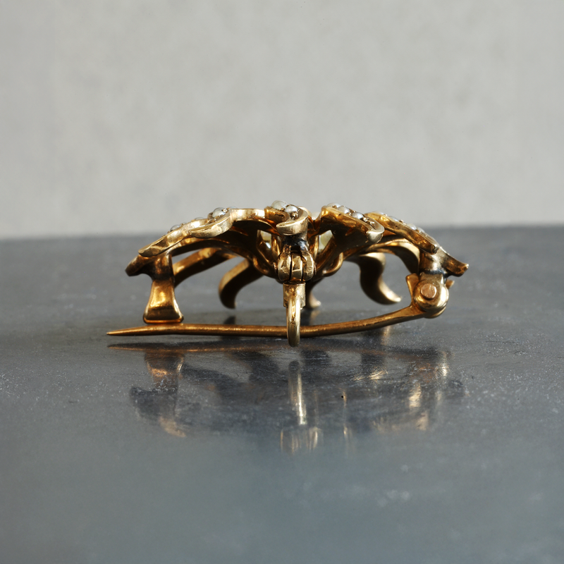 Ethical Jewellery & Engagement Rings Toronto - FTJCo Vintage 10K Diamond & Seed Pearl Brooch - FTJCo Fine Jewellery & Goldsmiths