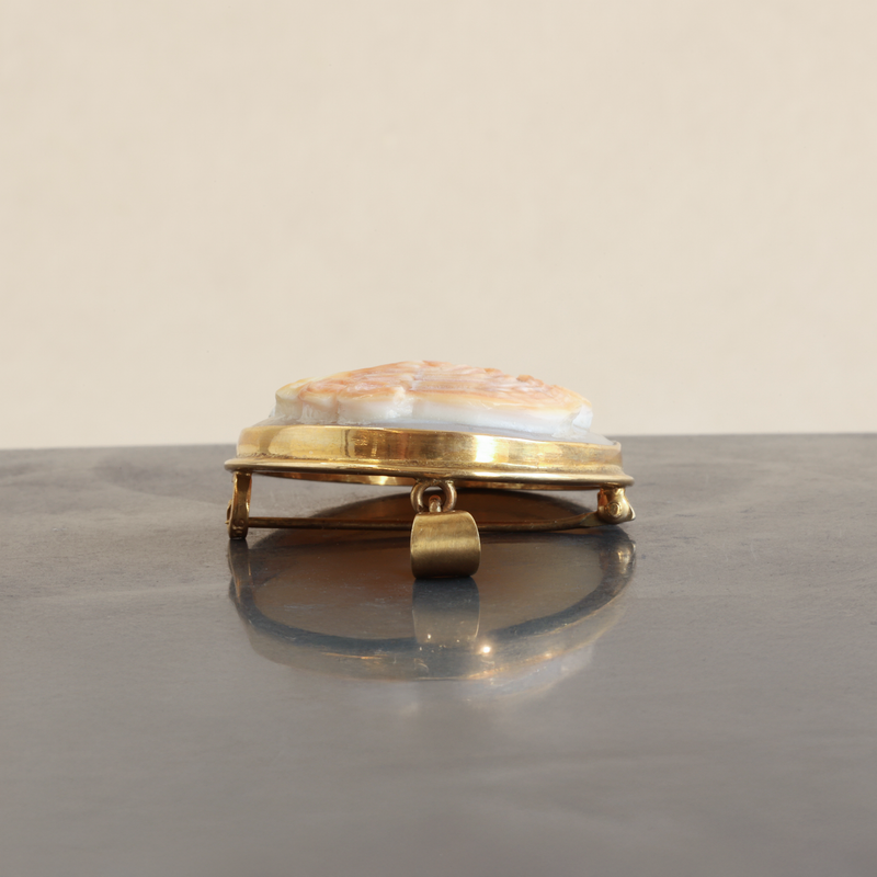 Ethical Jewellery & Engagement Rings Toronto - 10k-9k Yellow Gold & Cameo Shell Interchangeable Brooch/Necklace Pendant - FTJCo Fine Jewellery & Goldsmiths