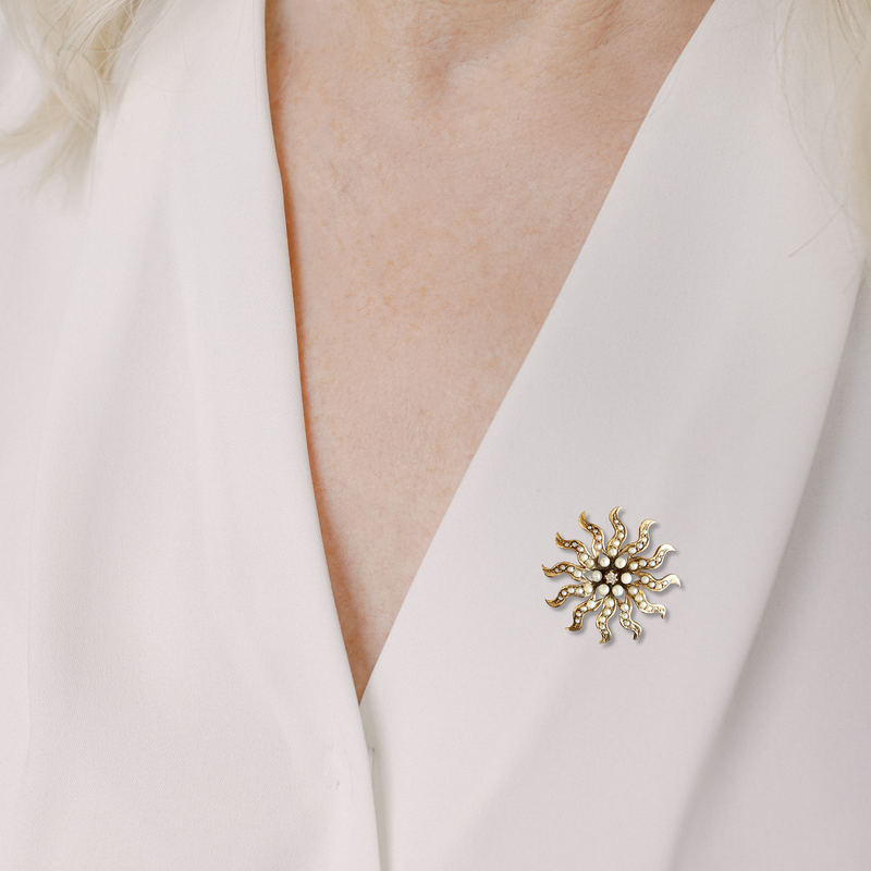 Ethical Jewellery & Engagement Rings Toronto - FTJCo Vintage 10K Diamond & Seed Pearl Brooch - FTJCo Fine Jewellery & Goldsmiths