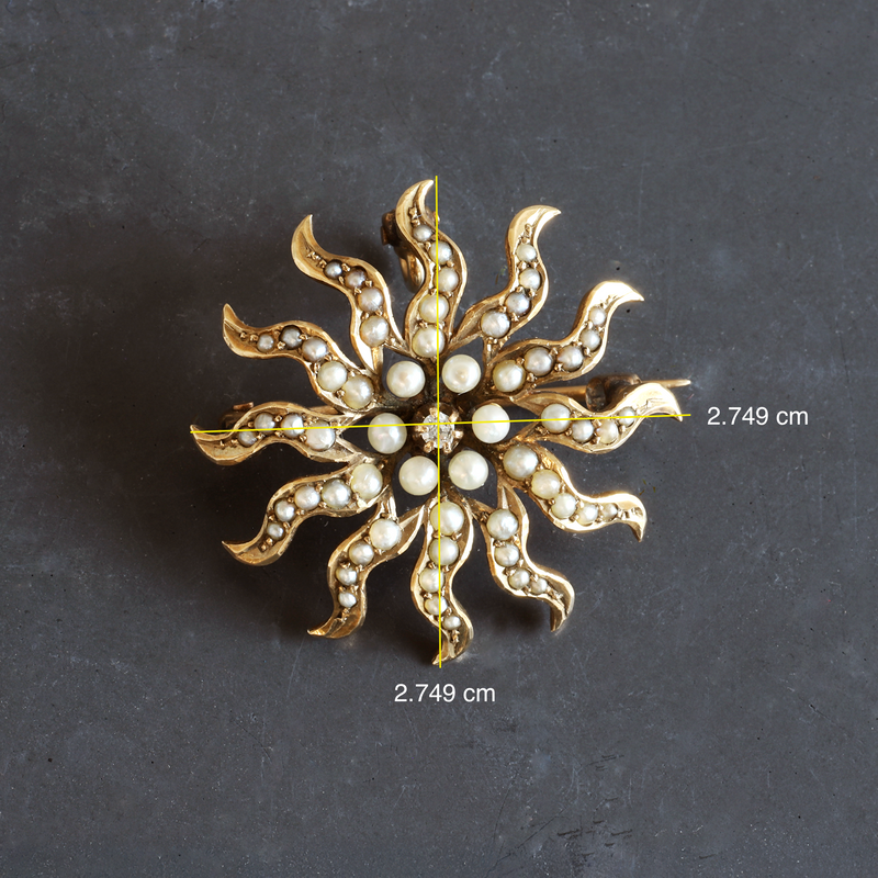 FTJCo Vintage 10K Diamond & Seed Pearl Brooch