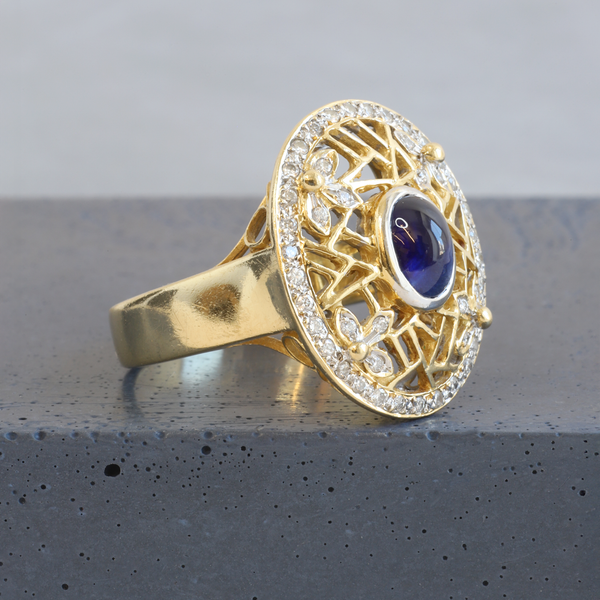 Ethical Jewellery & Engagement Rings Toronto - FTJCo Vintage Sapphire Filigree Ring in Yellow & White Gold - FTJCo Fine Jewellery & Goldsmiths