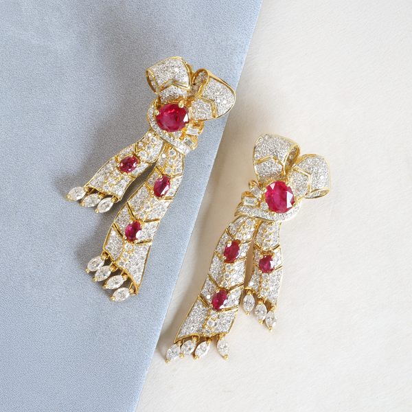 FTJCo Vintage Ruby & Diamond Bows