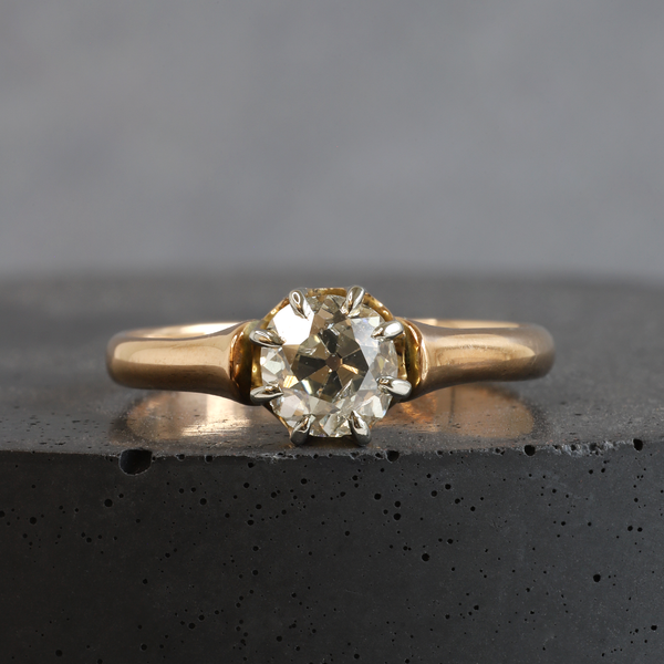 Ethical Jewellery & Engagement Rings Toronto - FTJCo Vintage Eight Prong Solitaire in Yellow & White Gold - FTJCo Fine Jewellery & Goldsmiths