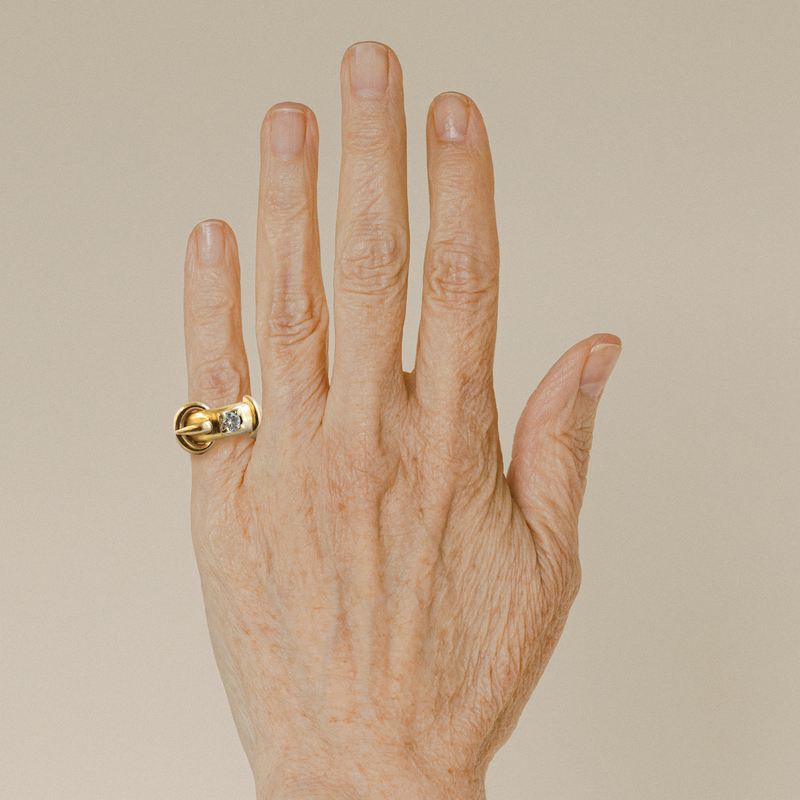 Ethical Jewellery & Engagement Rings Toronto - FTJCo Vintage Diamond Buckle Ring in Yellow Gold - FTJCo Fine Jewellery & Goldsmiths