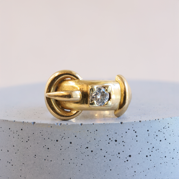 Ethical Jewellery & Engagement Rings Toronto - FTJCo Vintage Diamond Buckle Ring in Yellow Gold - FTJCo Fine Jewellery & Goldsmiths