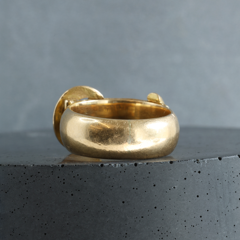 FTJCo Vintage Diamond Buckle Ring in Yellow Gold