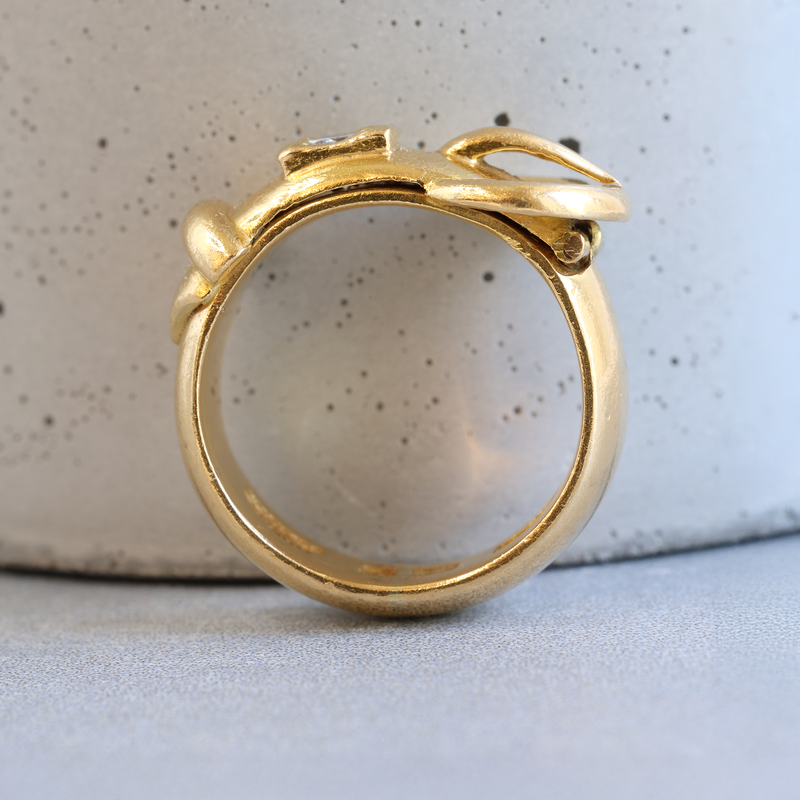 Ethical Jewellery & Engagement Rings Toronto - FTJCo Vintage Diamond Buckle Ring in Yellow Gold - FTJCo Fine Jewellery & Goldsmiths