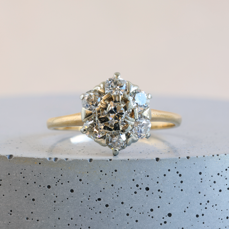 FTJCO Vintage Snowflake Ring in Yellow Gold & Platinum