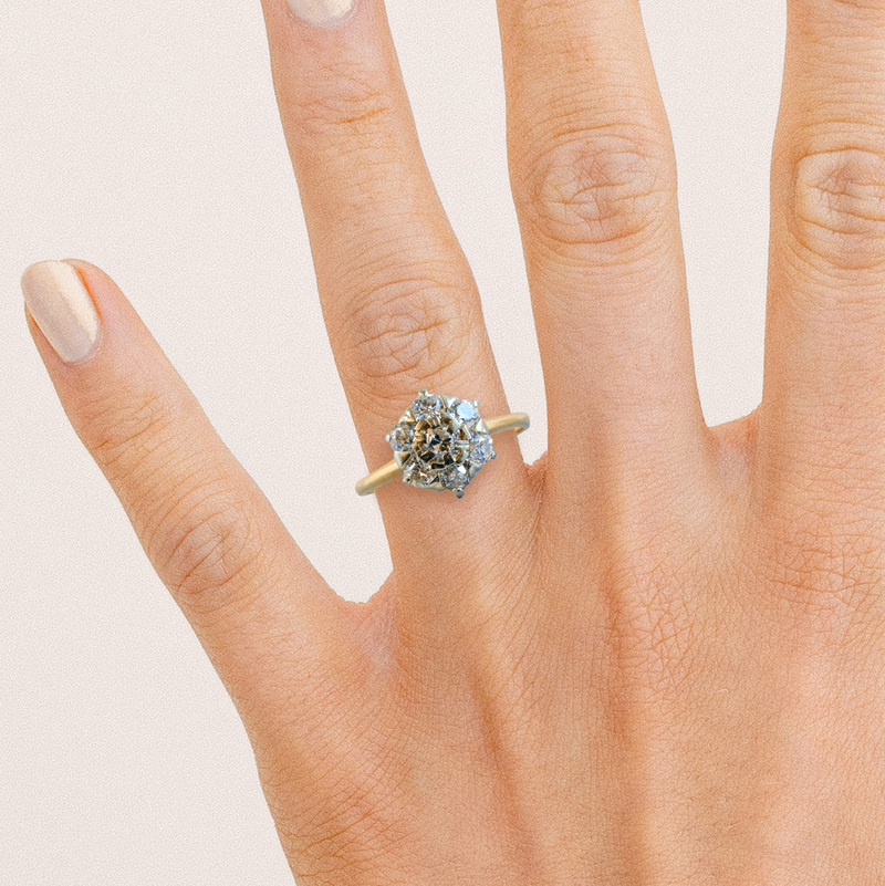 FTJCO Vintage Snowflake Ring in Yellow Gold & Platinum