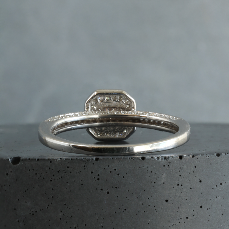 FTJCo Vintage Pink Diamond Emerald Cut Halo in White Gold