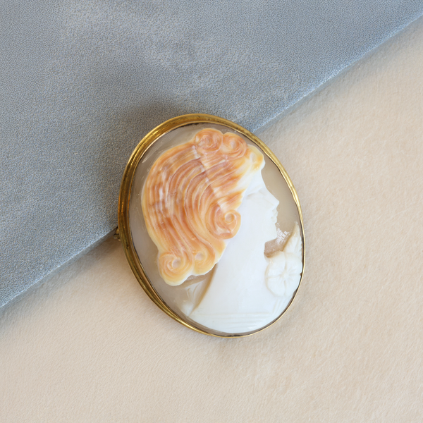 Ethical Jewellery & Engagement Rings Toronto - 10k-9k Yellow Gold & Cameo Shell Interchangeable Brooch/Necklace Pendant - FTJCo Fine Jewellery & Goldsmiths