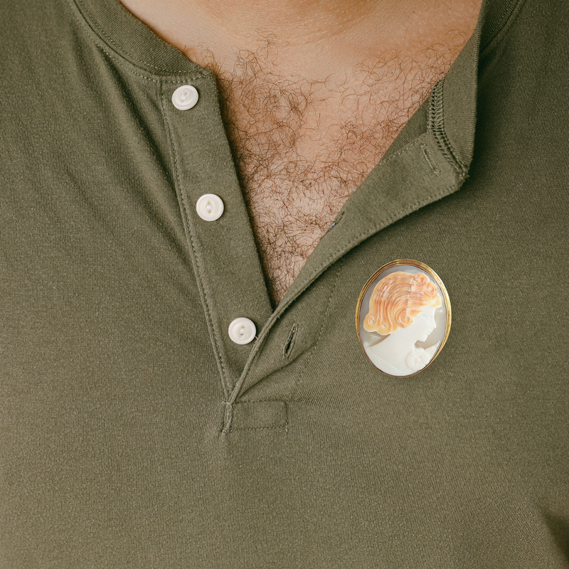 10k-9k Yellow Gold & Cameo Shell Interchangeable Brooch/Necklace Pendant