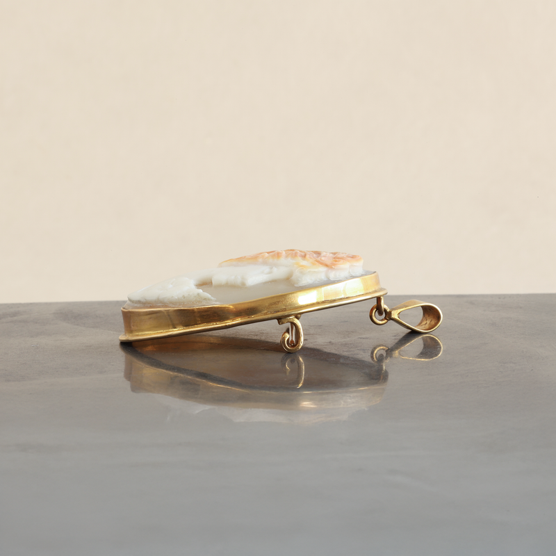 Ethical Jewellery & Engagement Rings Toronto - 10k-9k Yellow Gold & Cameo Shell Interchangeable Brooch/Necklace Pendant - FTJCo Fine Jewellery & Goldsmiths