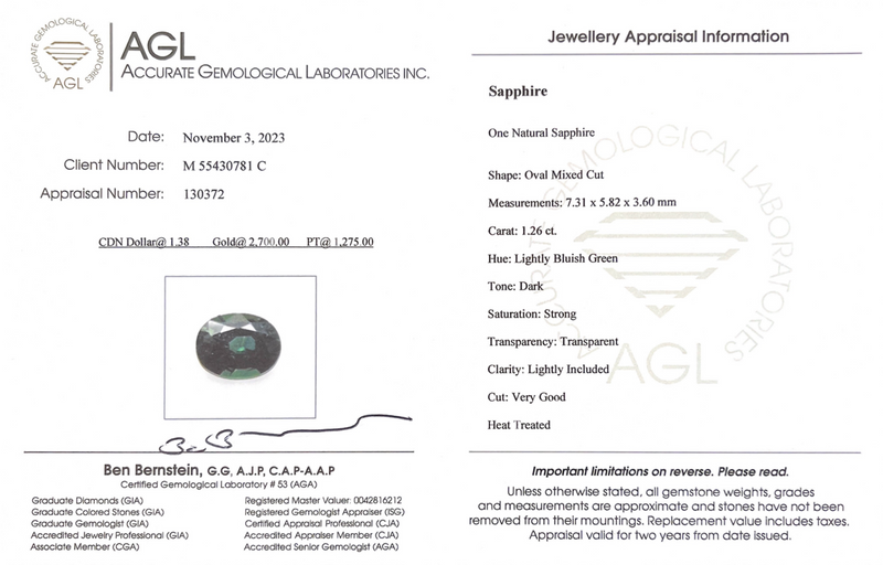 1.26ct Velvet Green Oval Mixed Cut Mined Sapphire