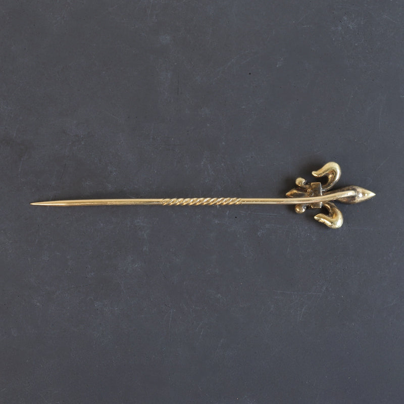 Antique Fleur de Lis Scarf Pin in 14K Gold