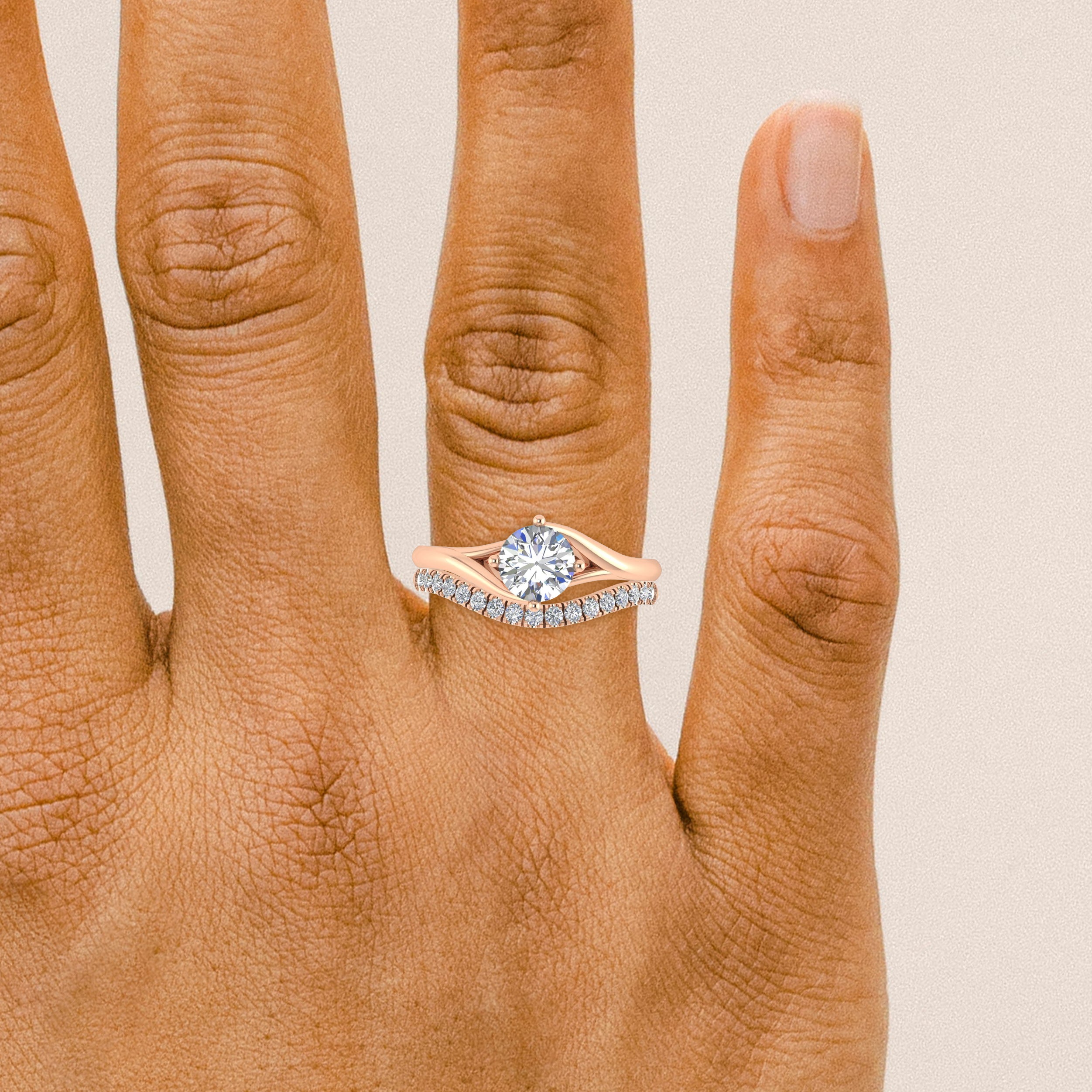 $3000 Bypass Rose Gold Engagement Ring Ethical, Custom Ring-Bypass