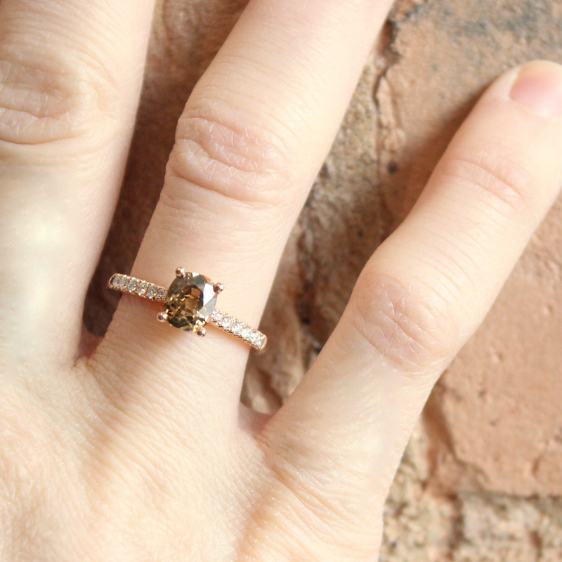 Ethical, Custom Ring-Vintage Brown Cushion Diamond in our Love