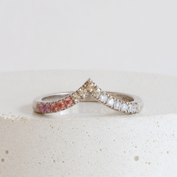 Ethical Jewellery & Engagement Rings Toronto - Cordelia Gradient Ring with Laboratory Grown Diamonds & Sapphires - FTJCo Fine Jewellery & Goldsmiths
