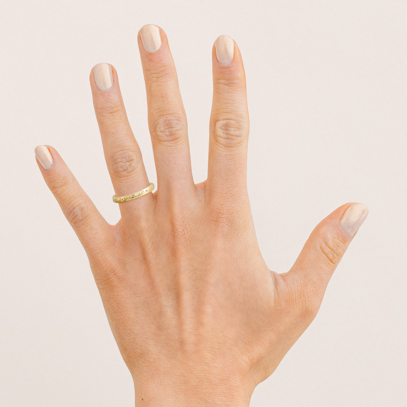 Ethical Jewellery & Engagement Rings Toronto - 2.5mm Dimple Band in Yellow Gold - FTJCo Fine Jewellery & Goldsmiths