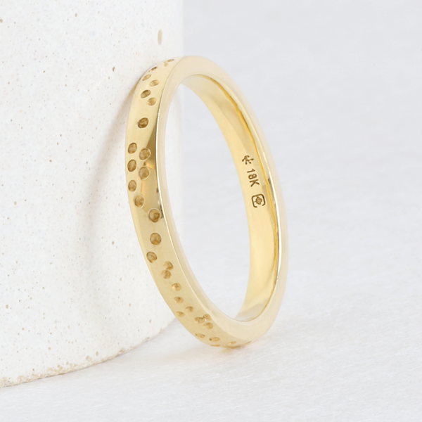 Ethical Jewellery & Engagement Rings Toronto - 2.5mm Dimple Band in Yellow Gold - FTJCo Fine Jewellery & Goldsmiths