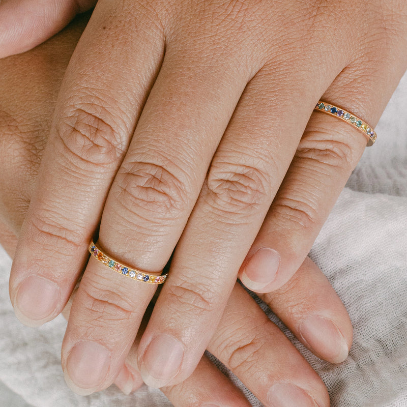 Confetti Gemstone Band in Rose Gold