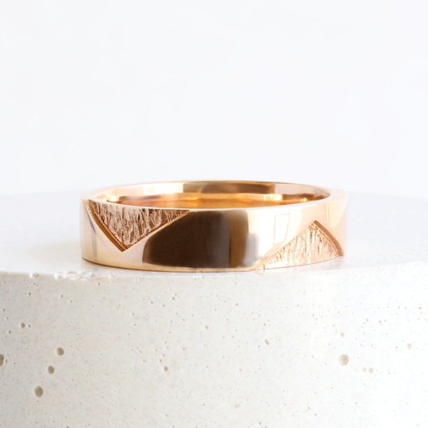 Ethical Jewellery & Engagement Rings Toronto - Flat Band with Triangle Cut-Outs in Rose Gold - FTJCo Fine Jewellery & Goldsmiths