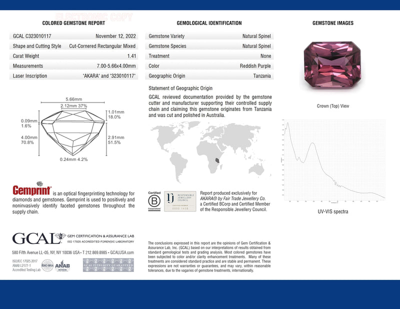 Ethical Jewellery & Engagement Rings Toronto - 1.41 ct Decadence Dahlia Cut-Corner Rectangular Mixed Cut AKARA Tanzanian Spinel - FTJCo Fine Jewellery & Goldsmiths