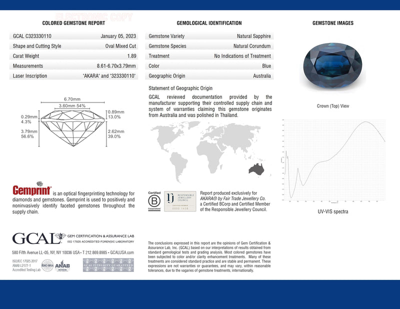 Ethical Jewellery & Engagement Rings Toronto - 1.89 ct Twilight Lake Oval Mixed Cut AKARA Australian Sapphire - FTJCo Fine Jewellery & Goldsmiths