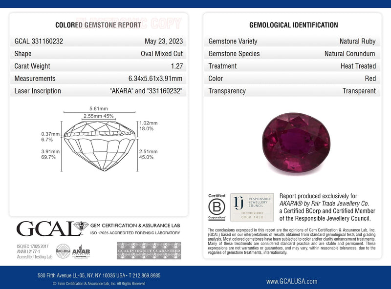 Ethical Jewellery & Engagement Rings Toronto - 1.27 ct Purple Red Oval Mixed Cut AKARA Modern Vintage Ruby - FTJCo Fine Jewellery & Goldsmiths