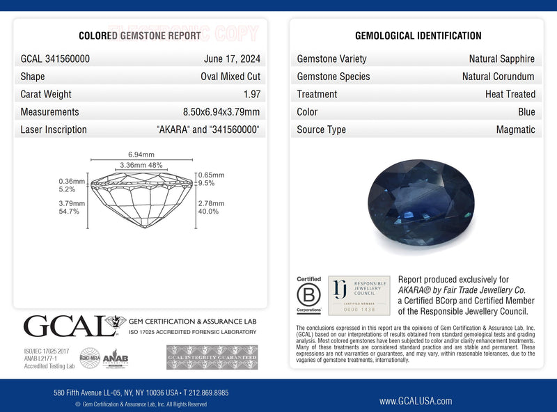 1.97 ct Wild Blueberry Oval Mixed Cut Mined Sapphire