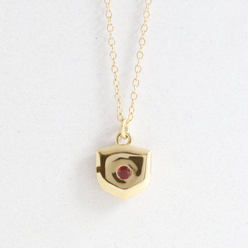 Garnet (January) Birthstone Shield Amulet Pendant