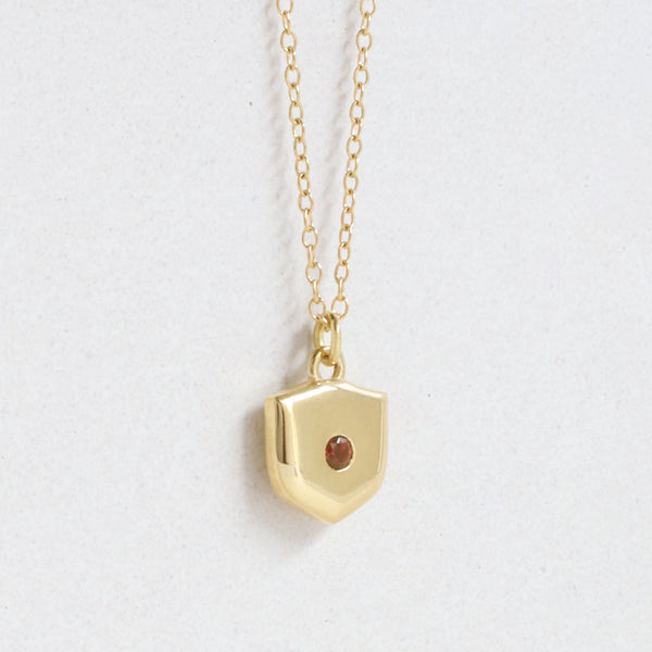 Garnet (January) Birthstone Shield Amulet Pendant