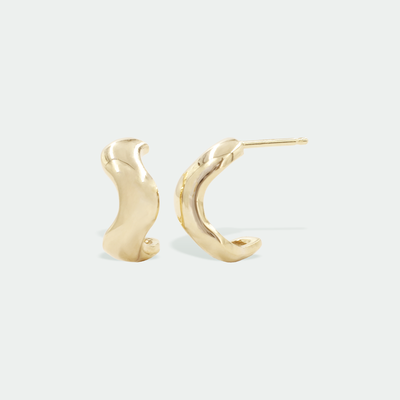Ethical Jewellery & Engagement Rings Toronto - High Tide Wavy Hoop Earring in Yellow Gold - FTJCo Fine Jewellery & Goldsmiths