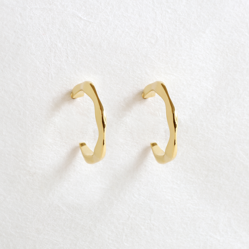 Mini Ripple Hoops in Yellow Gold