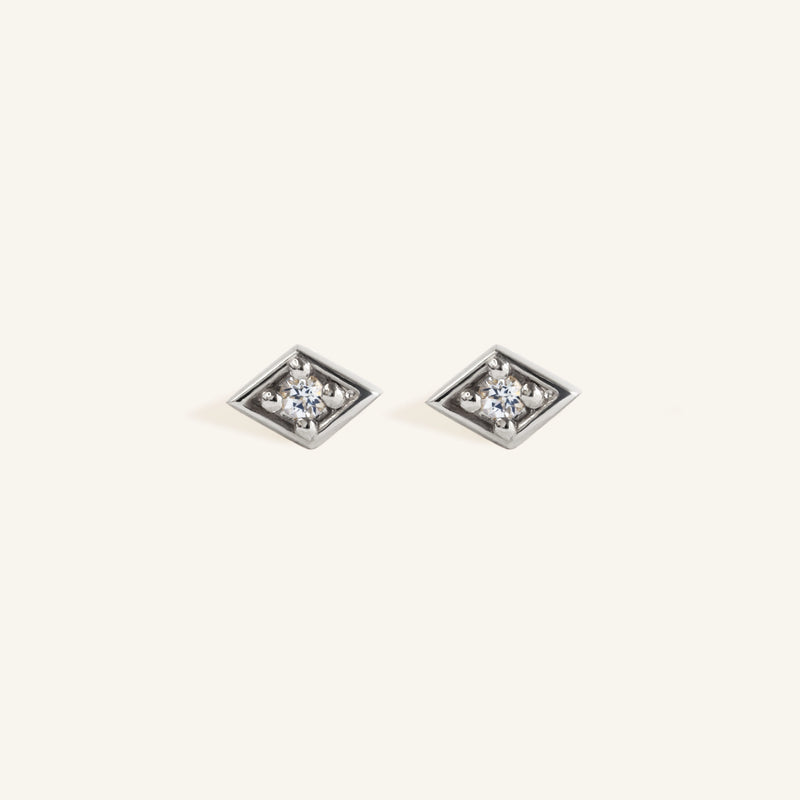 Lozenge Studs in Sterling Silver (Pair)