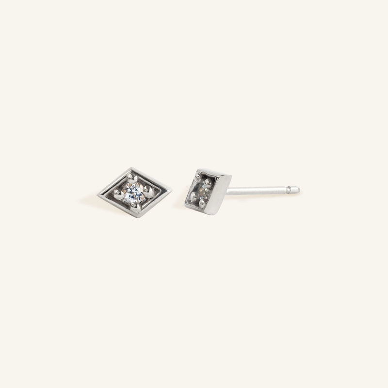 Lozenge Studs in Sterling Silver (Pair)