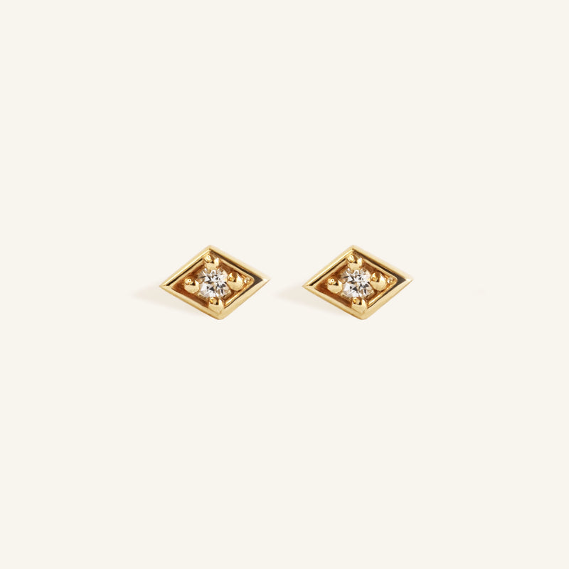 Lozenge Studs in 14K Yellow Gold (Pair)