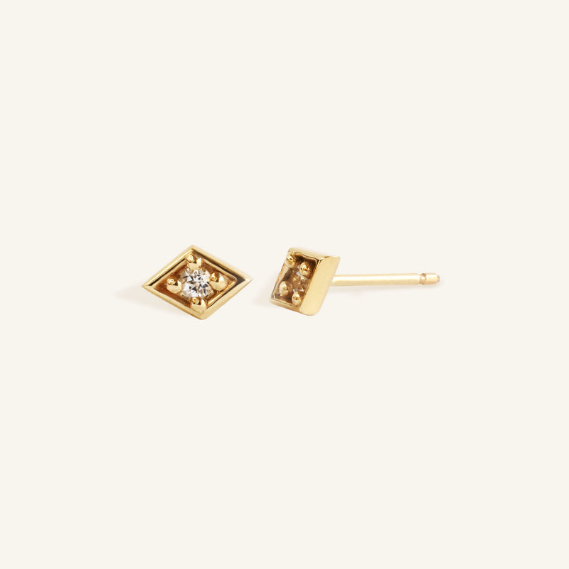 Lozenge Studs in 14K Yellow Gold (Pair)