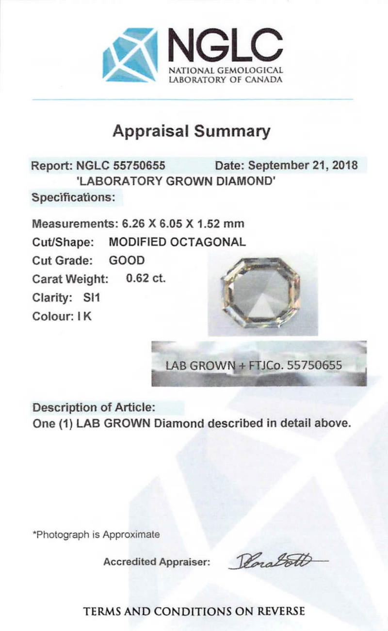 0.62 ct Smokey Beige Octangonal Rose Cut Fancy Lab Grown Diamond