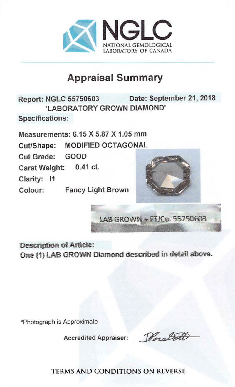 0.41 ct Silver Pink Octangonal Rose Cut Fancy Lab Grown Diamond