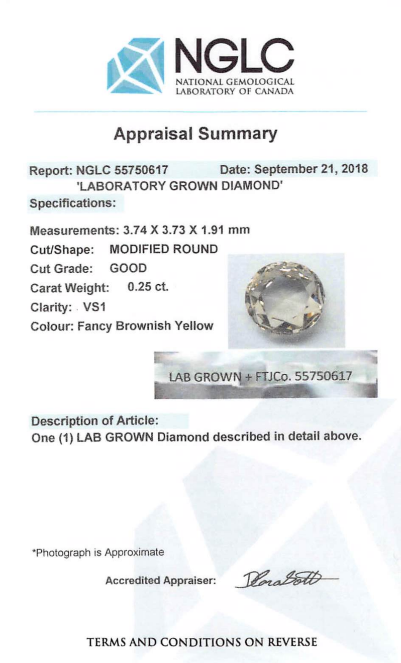 0.25 ct Autumn Mist Round Rose Cut Fancy Lab Grown Diamond