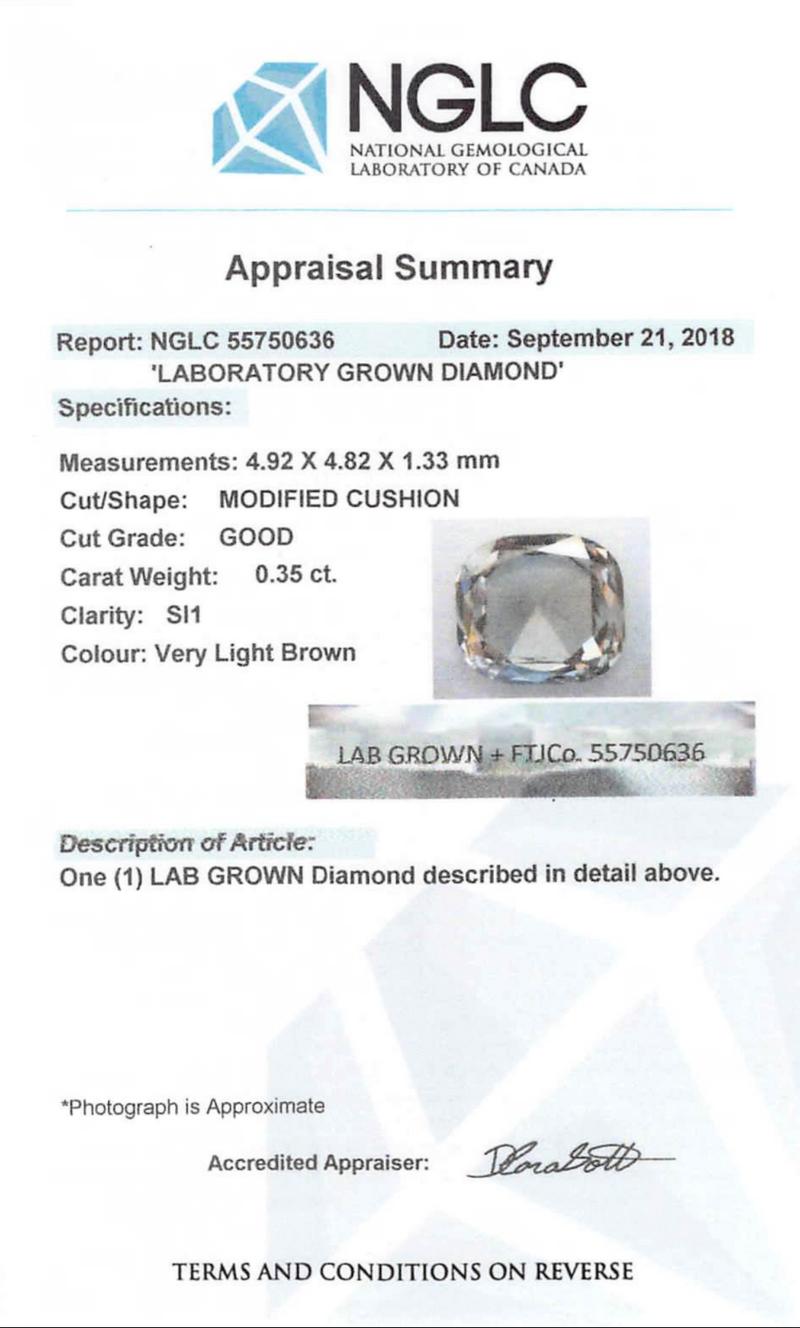 0.35 ct Silver Ash Cushion Rose Cut Fancy Lab Grown Diamond